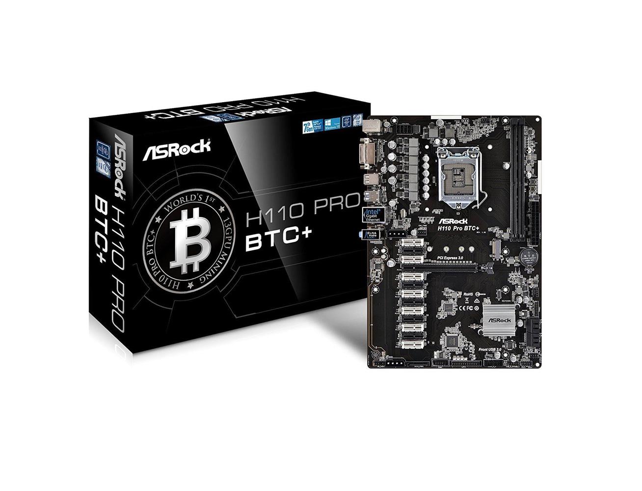 asrock intel h110 pro btc+ crypto mining atx motherboard