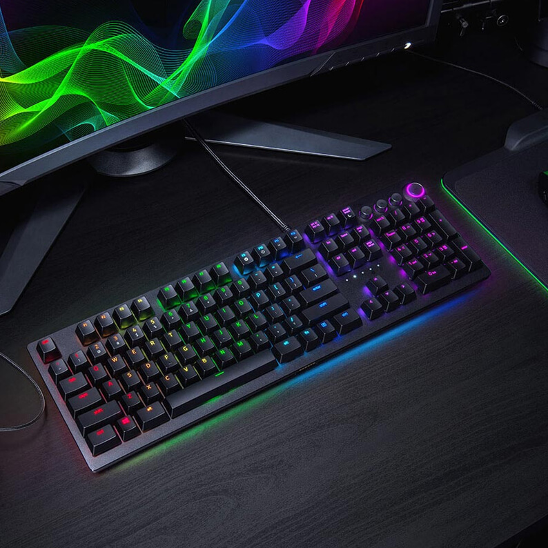 Razer Huntsman Elite Gaming Keyboard, Opto-Mechanical Switches, RGB ...