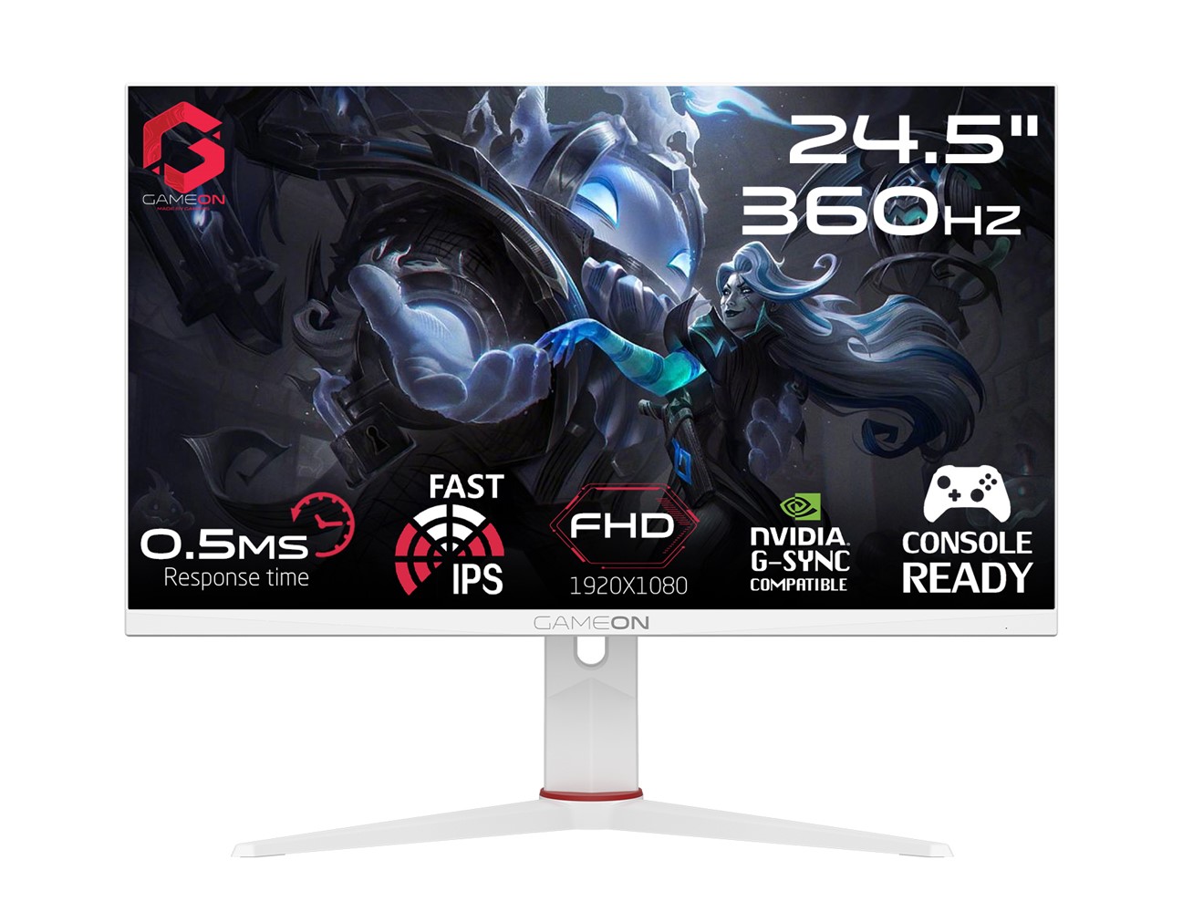 GAMEON GOA24FHD360IPS Artic Pro Series 24" FHD, 360Hz, 0.5ms, HDMI 2.1, Fast IPS Gaming Monitor (Support PS5)