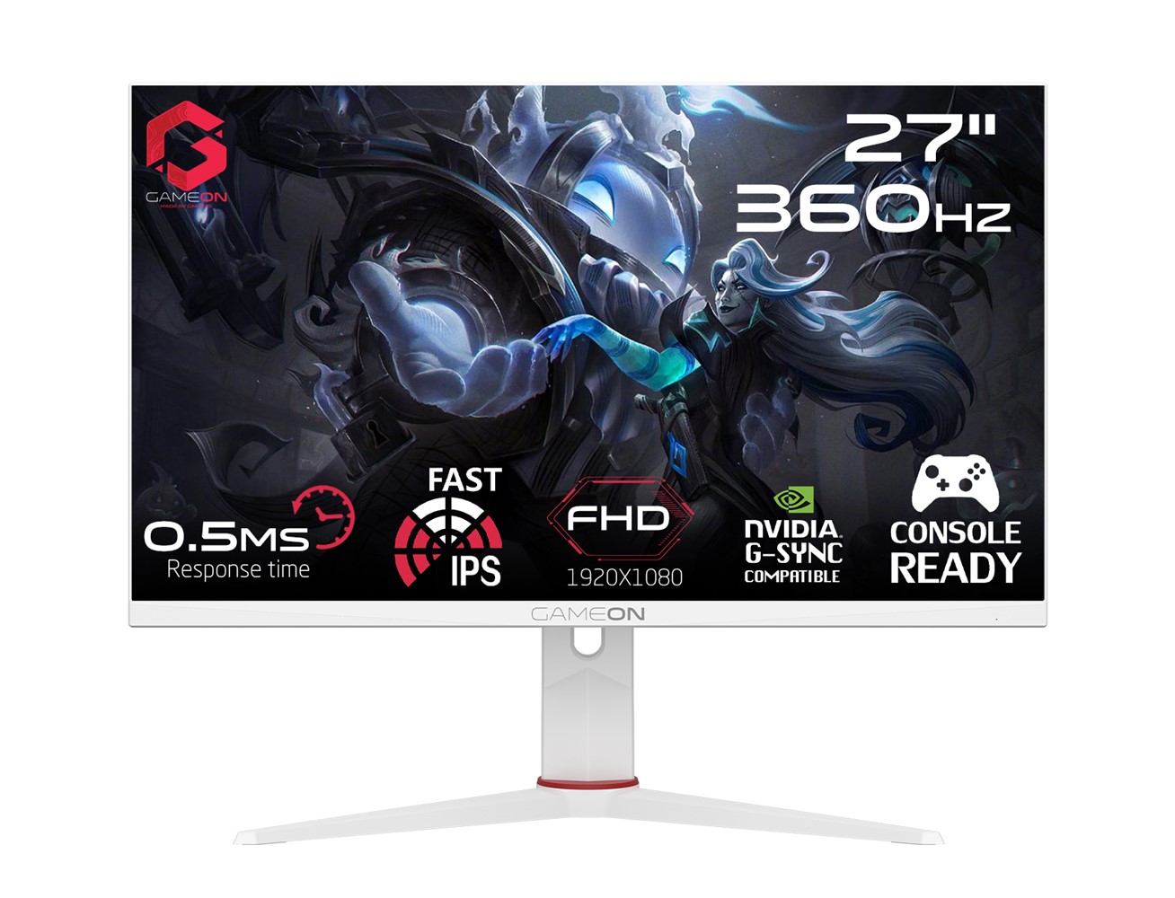 GAMEON GOA27FHD360IPS Artic Pro Series 27" FHD, 360Hz, 0.5ms, HDMI 2.1, Fast IPS Gaming Monitor (Support PS5)