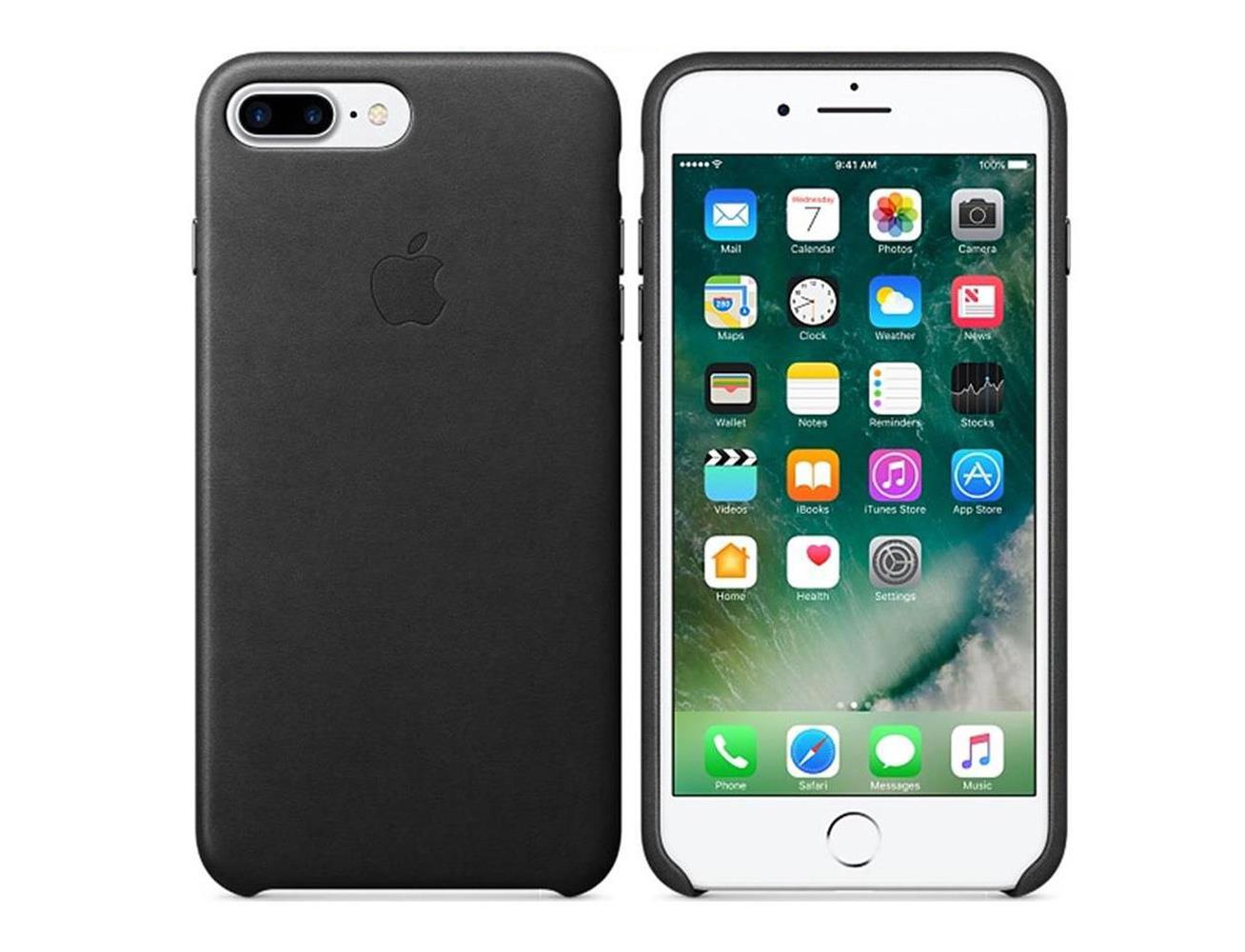 Apple Leather Case for iPhone 8 Plus / 7 Plus Black Blink Kuwait
